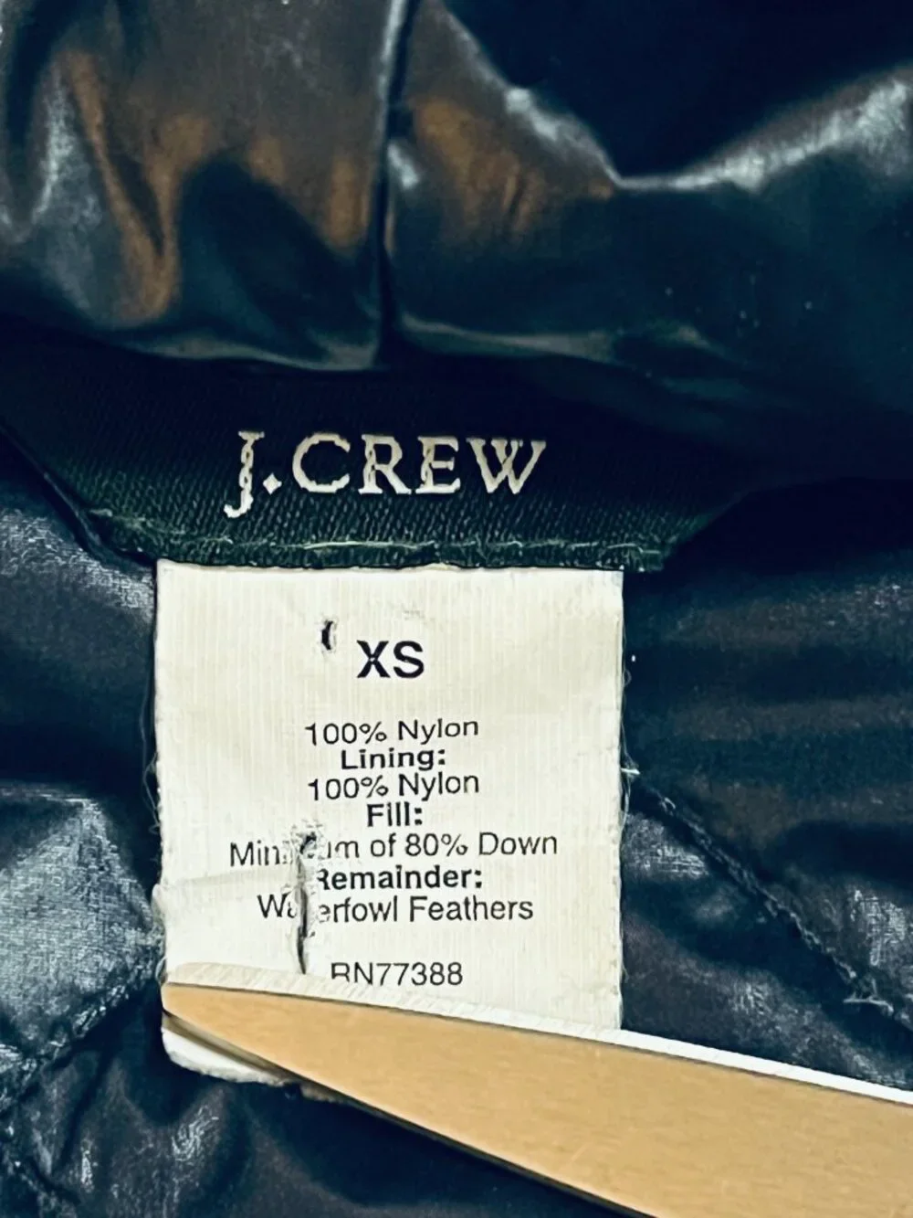 J.Crew Womens Navy Quilted Down Puffer Jacket Hooded Double Breasted XS 34250